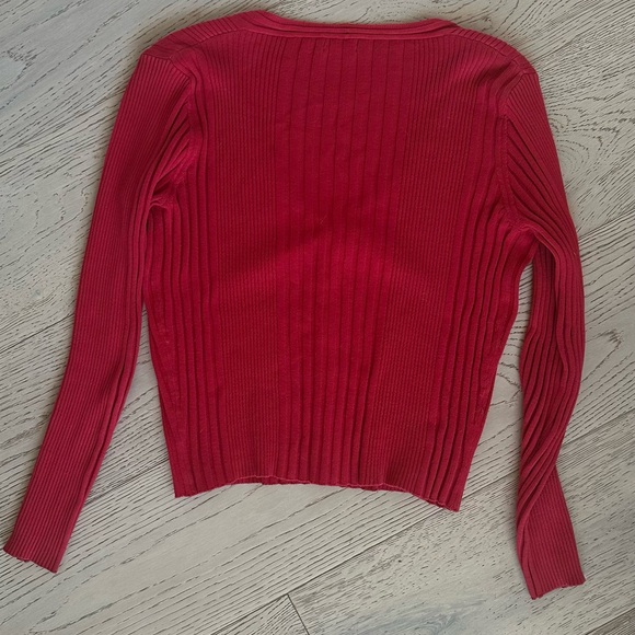 United Colors Of Benetton vintage V-Neck Sweater Deep Red Size Small 100% Cotton - Picture 5 of 7